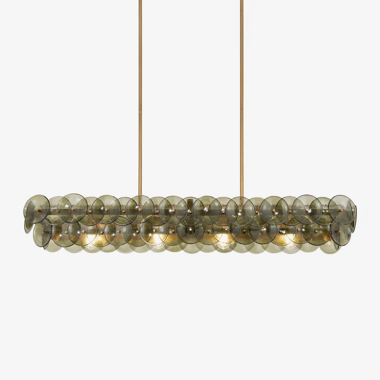 Aurora Chandelier Linear Amber Pressed Glass Disc Modern - Blowlighting