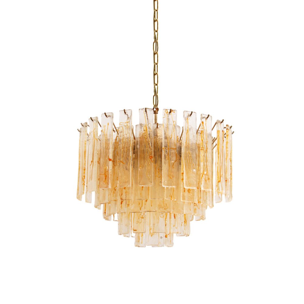 Aurora Chandelier Golden Amber Glass Layered Geometric Luxury - Blowlighting