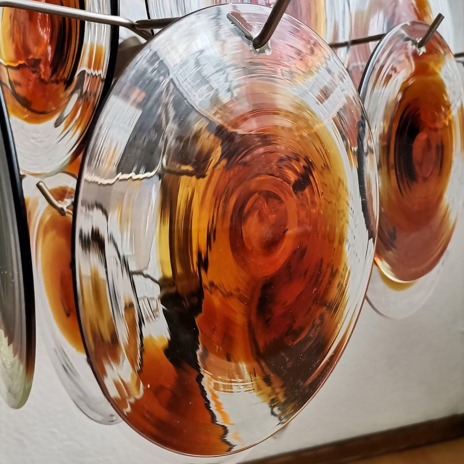 Aurora Chandelier Murano Glass Disc Mid Century - Blowlighting