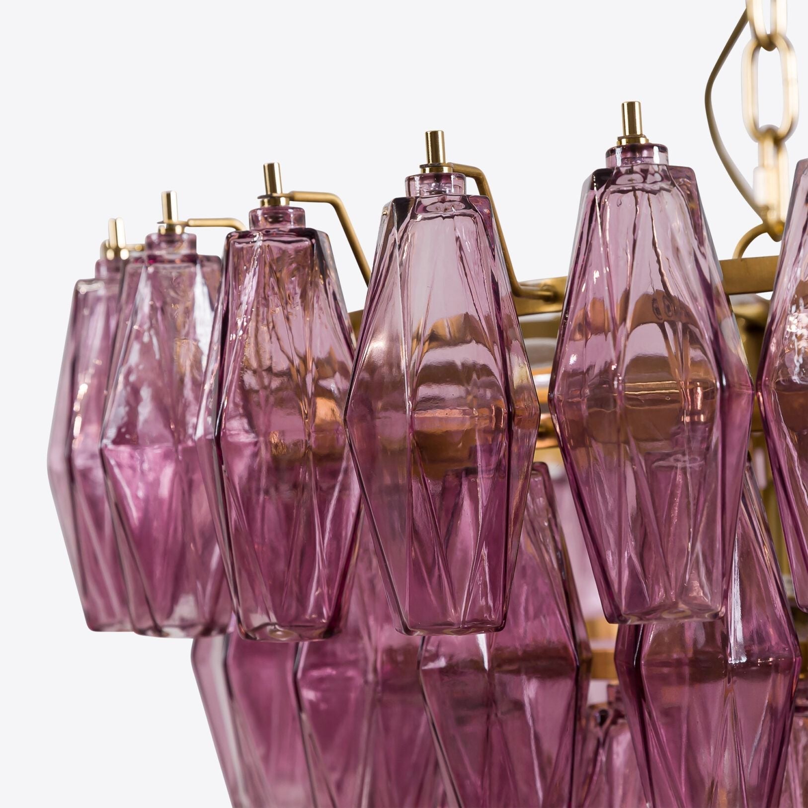 Aurora Chandelier Pink Faceted Glass Layered Vintage - Blowlighting