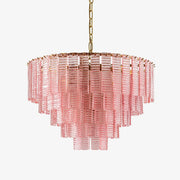 Aurora Chandelier Pink Murano Glass Layered Vintage Luxury - Blowlighting