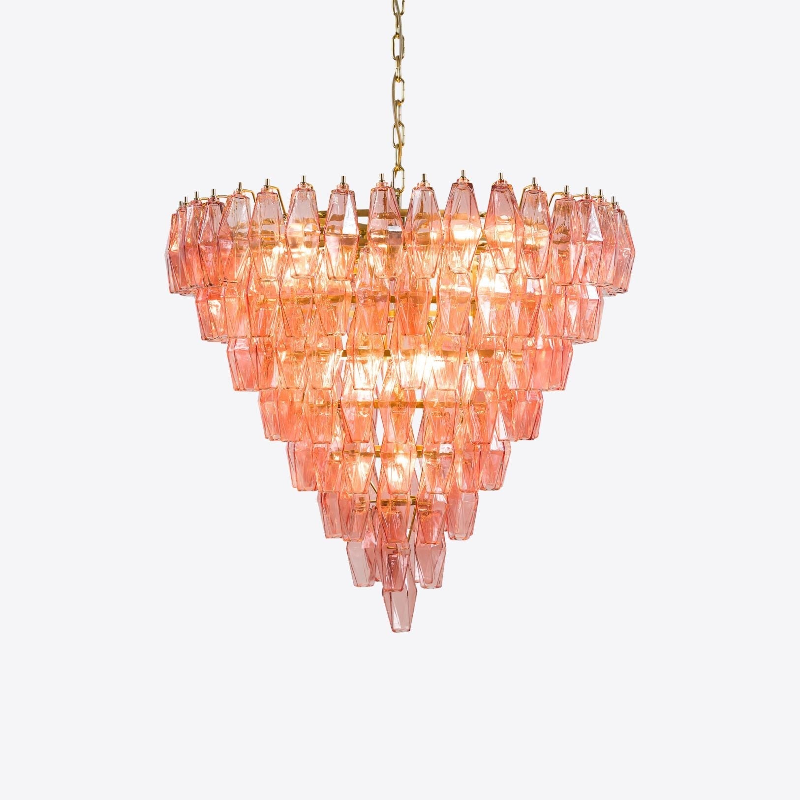 Aurora Chandelier Pink Faceted Glass Layered Vintage - Blowlighting