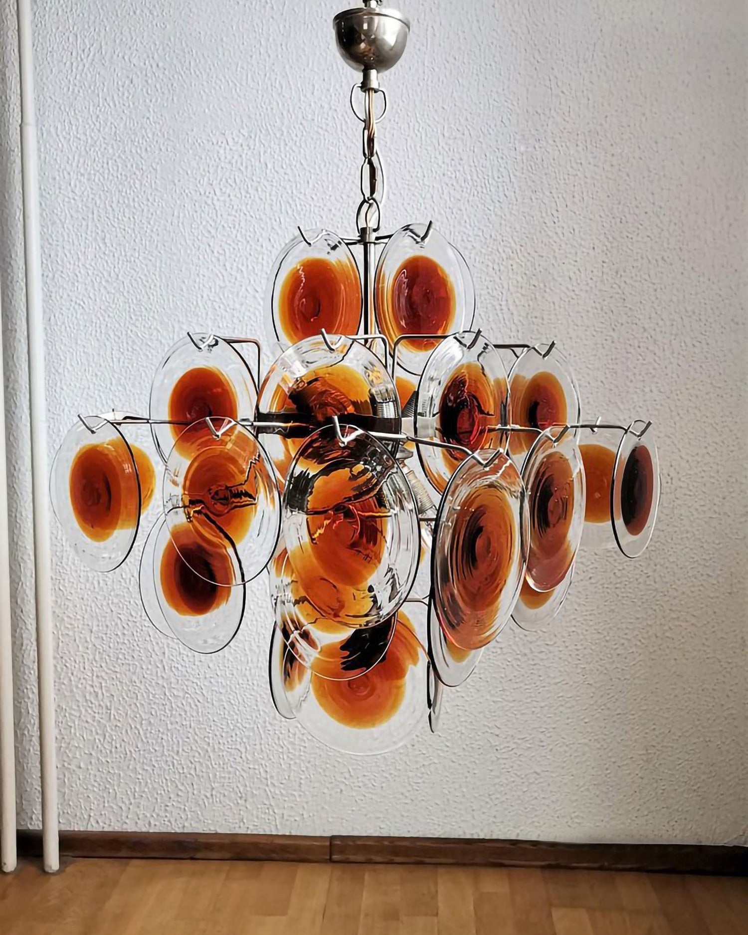 Aurora Chandelier Murano Glass Disc Mid Century - Blowlighting