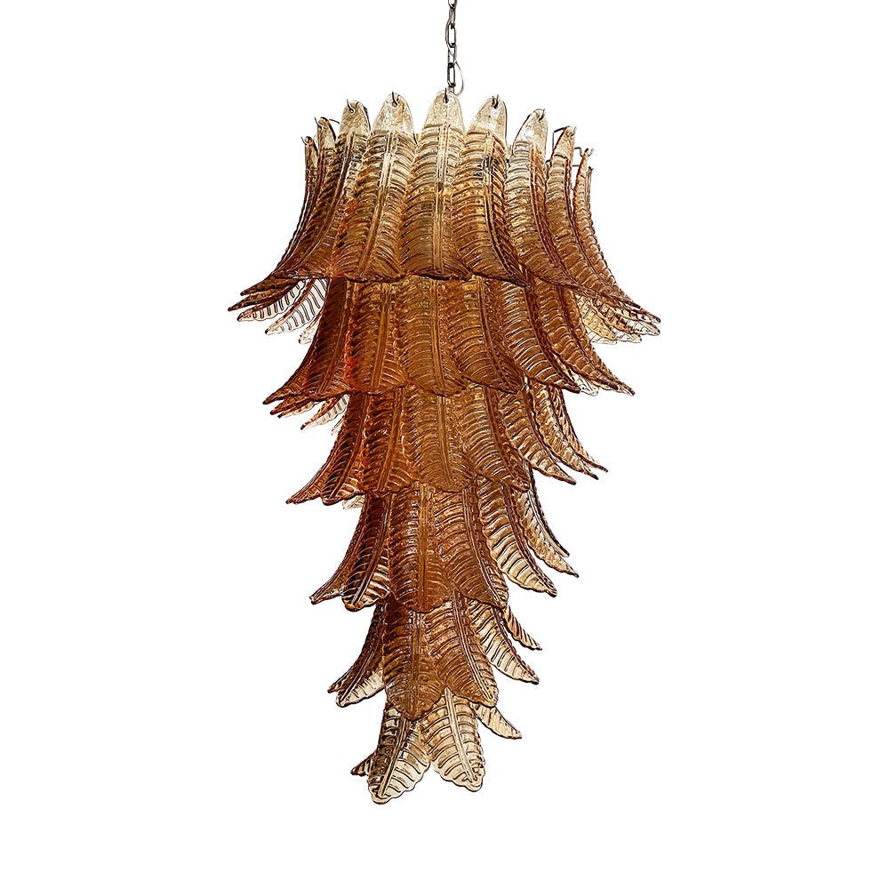 Aurora Chandelier Amber Glass Leaf Layered Statement Artistic - Blowlighting