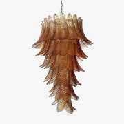 Aurora Chandelier Amber Glass Leaf Layered Statement Artistic - Blowlighting