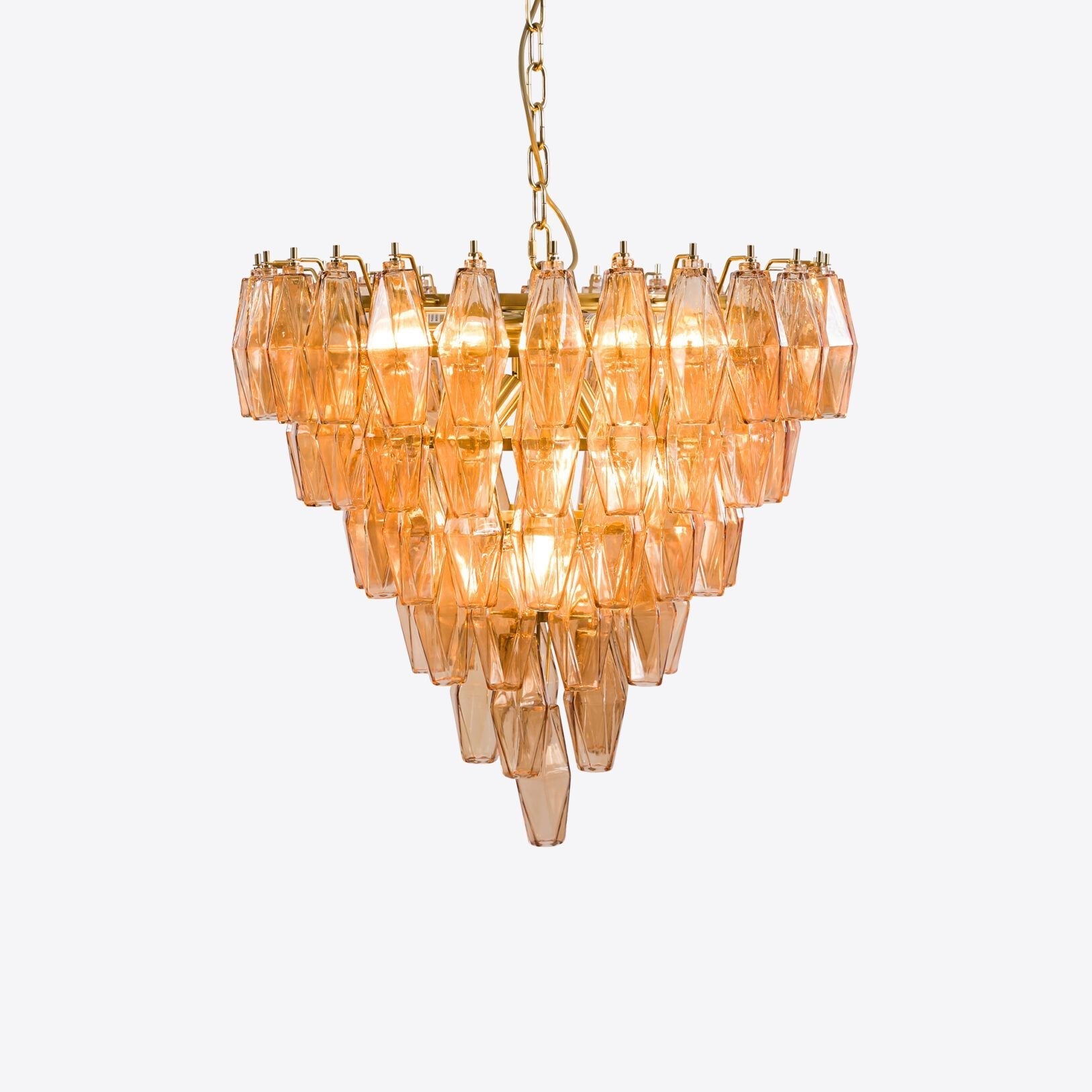 Aurora Chandelier Pink Faceted Glass Layered Vintage - Blowlighting