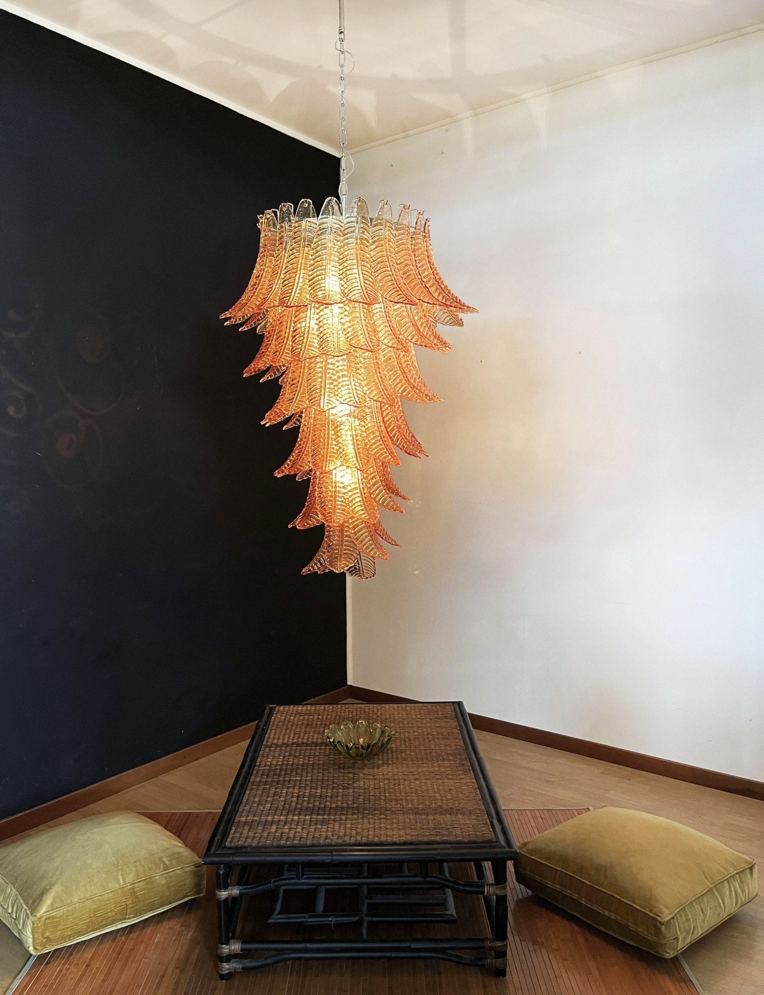 Aurora Chandelier Amber Glass Leaf Layered Statement Artistic - Blowlighting