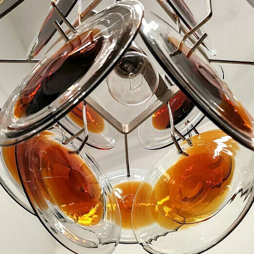 Aurora Chandelier Murano Glass Disc Mid Century - Blowlighting