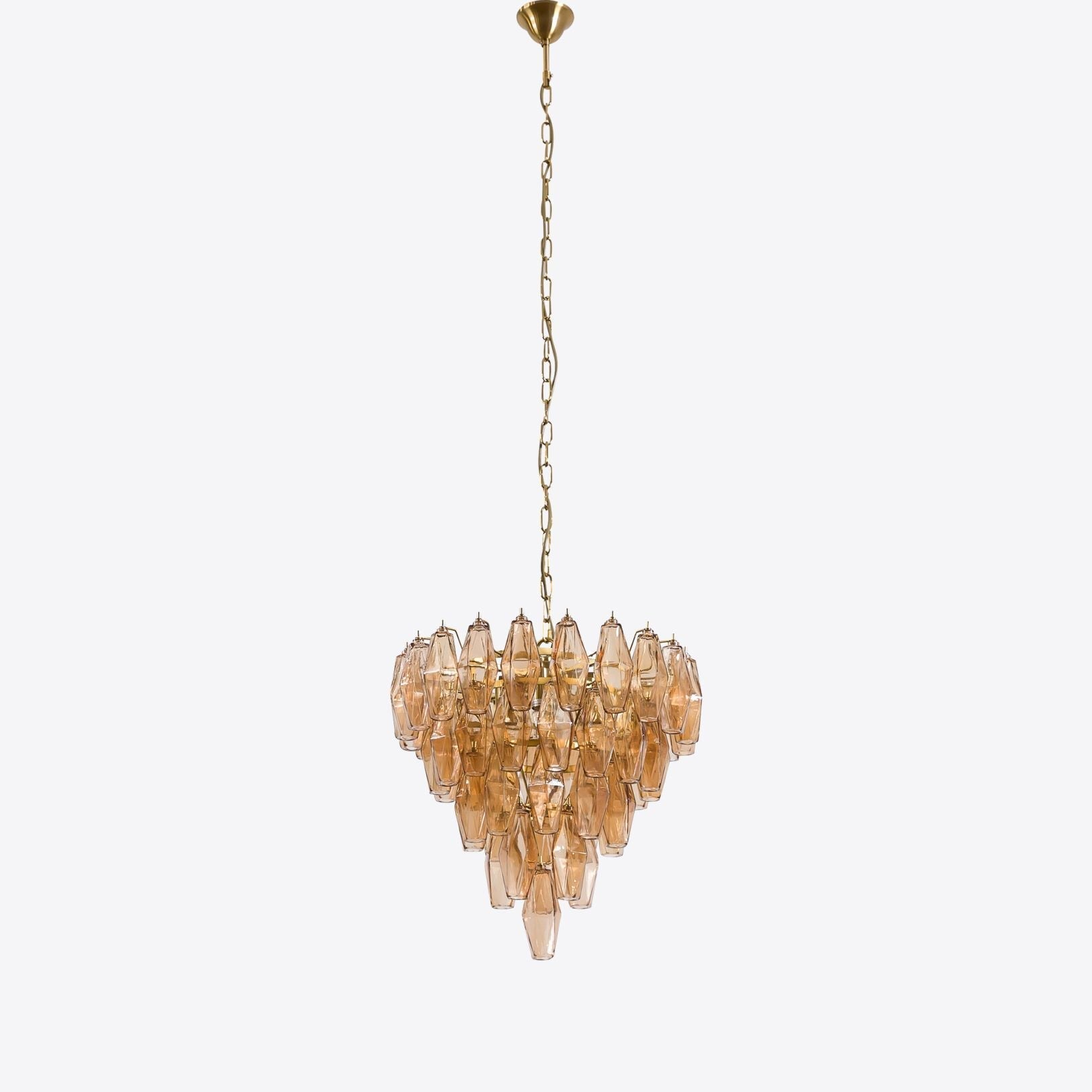 Aurora Chandelier Pink Faceted Glass Layered Vintage - Blowlighting
