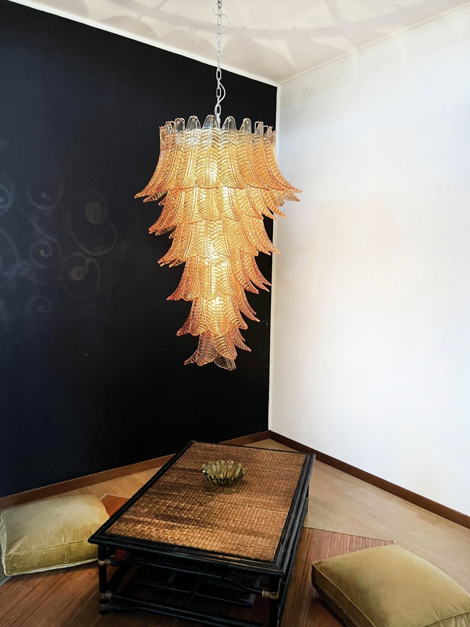 Aurora Chandelier Amber Glass Leaf Layered Statement Artistic - Blowlighting