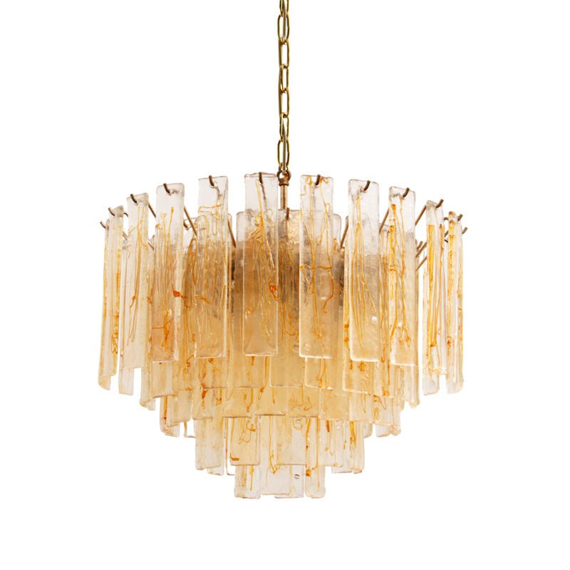 Aurora Chandelier Golden Amber Glass Layered Geometric Luxury - Blowlighting