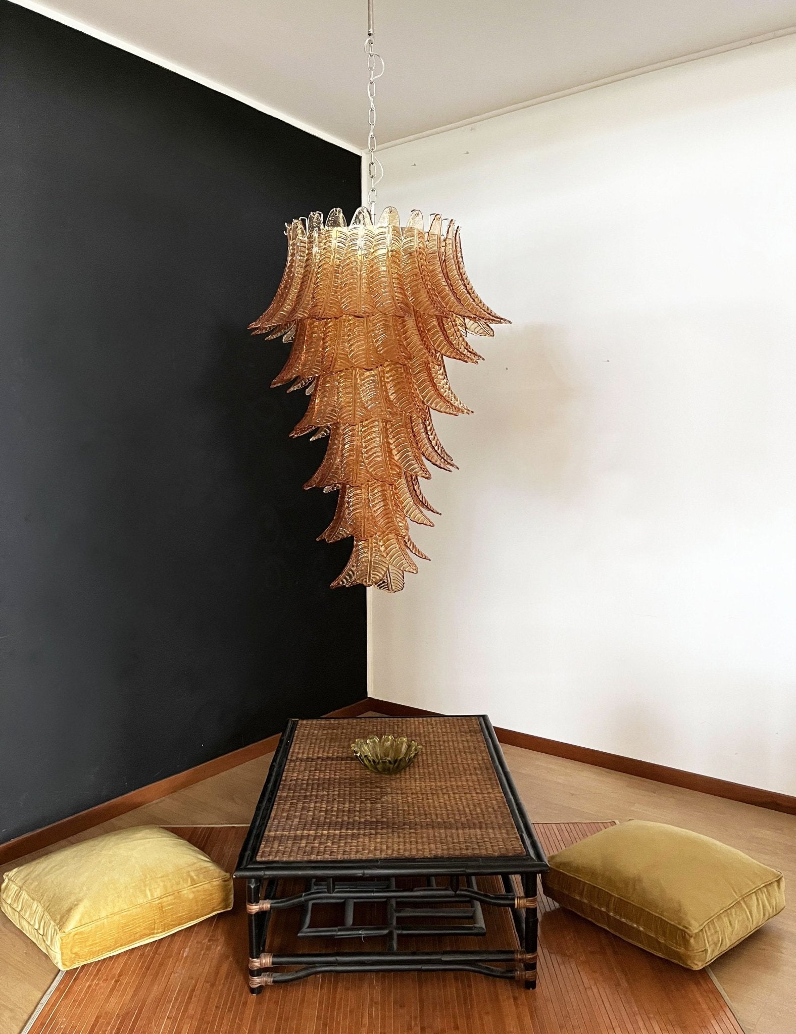 Aurora Chandelier Amber Glass Leaf Layered Statement Artistic - Blowlighting