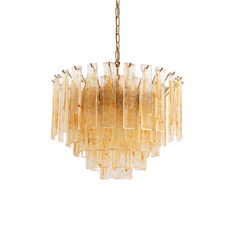 Aurora Chandelier Golden Amber Glass Layered Geometric Luxury - Blowlighting