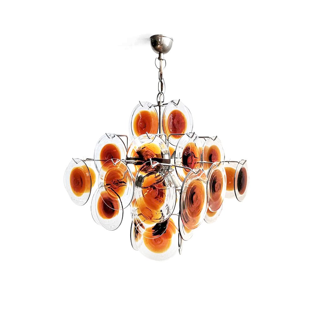 Aurora Chandelier Murano Glass Disc Mid Century - Blowlighting