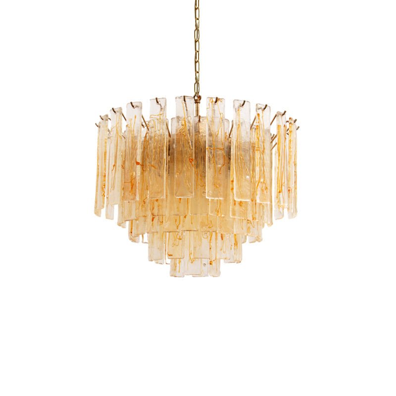Aurora Chandelier Golden Amber Glass Layered Geometric Luxury - Blowlighting