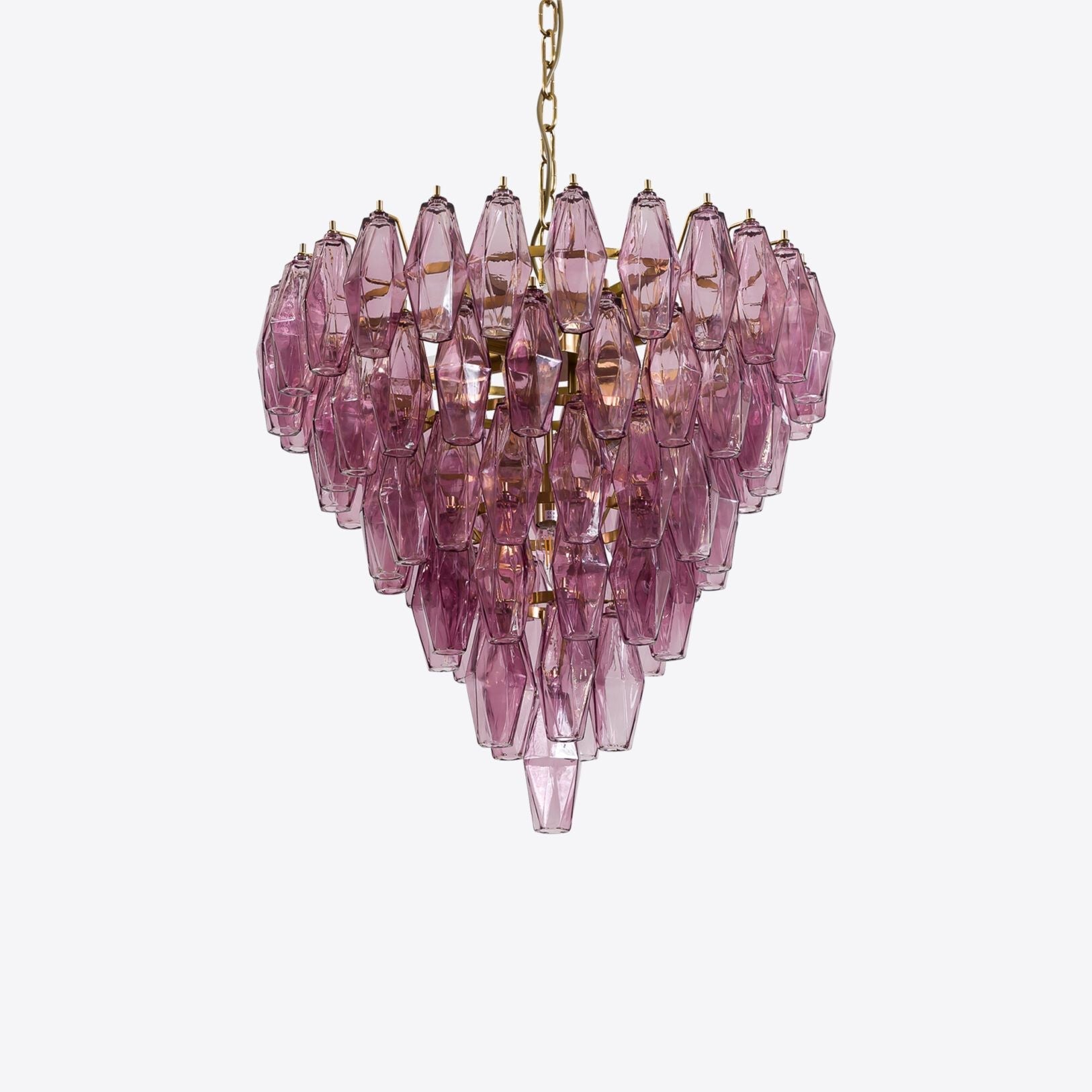 Aurora Chandelier Pink Faceted Glass Layered Vintage - Blowlighting