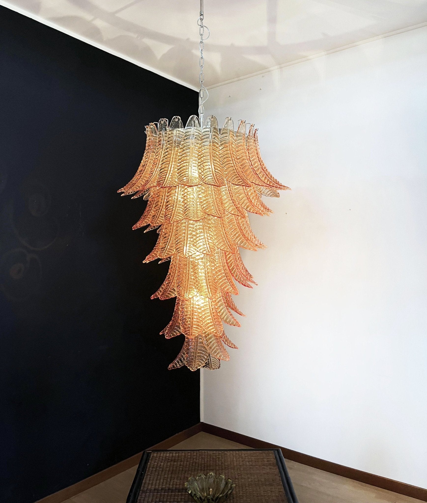 Aurora Chandelier Amber Glass Leaf Layered Statement Artistic - Blowlighting
