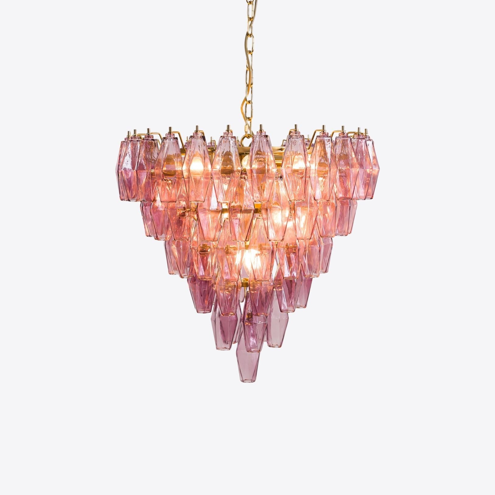 Aurora Chandelier Pink Faceted Glass Layered Vintage - Blowlighting
