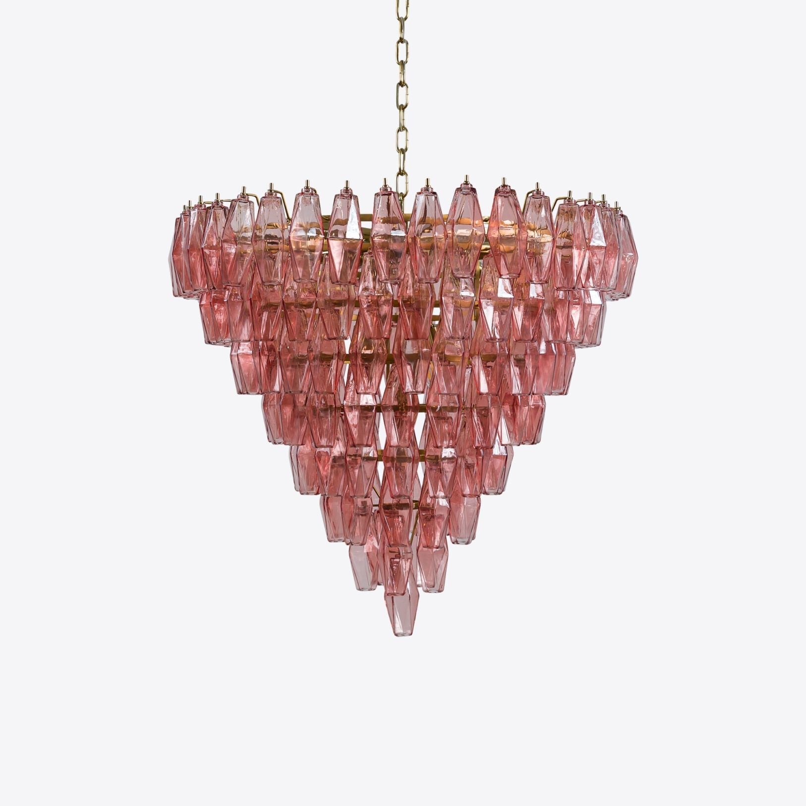 Aurora Chandelier Pink Faceted Glass Layered Vintage - Blowlighting