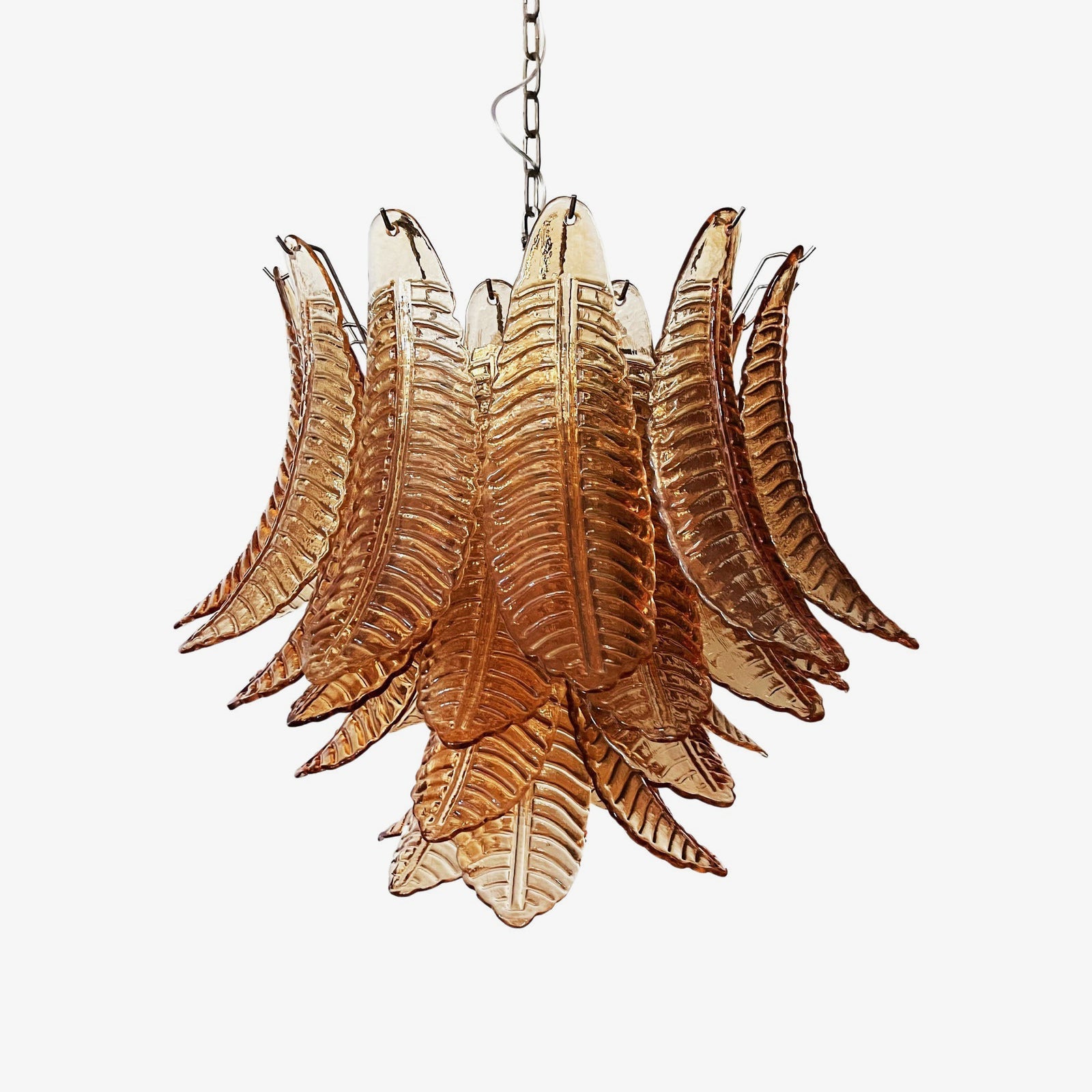 Aurora Chandelier Amber Leaf Glass Layered Venetian Elegance - Blowlighting