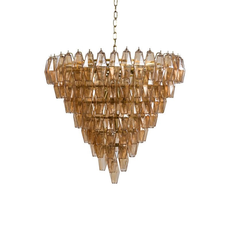 Aurora Chandelier Pink Faceted Glass Layered Vintage - Blowlighting