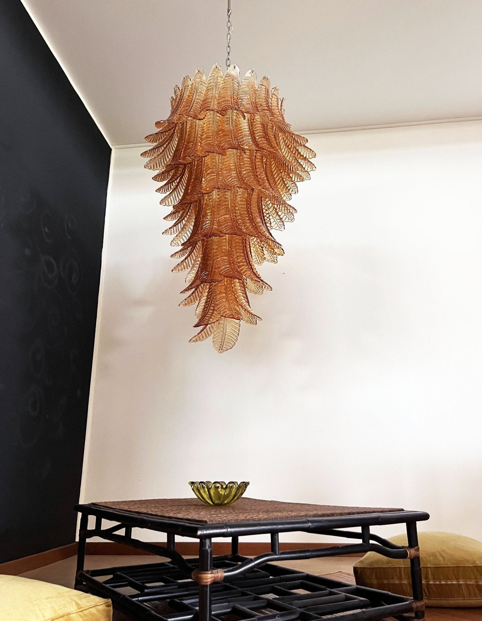 Aurora Chandelier Amber Glass Leaf Layered Statement Artistic - Blowlighting