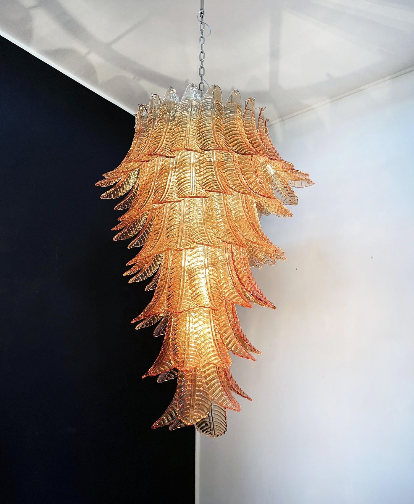 Aurora Chandelier Amber Glass Leaf Layered Statement Artistic - Blowlighting