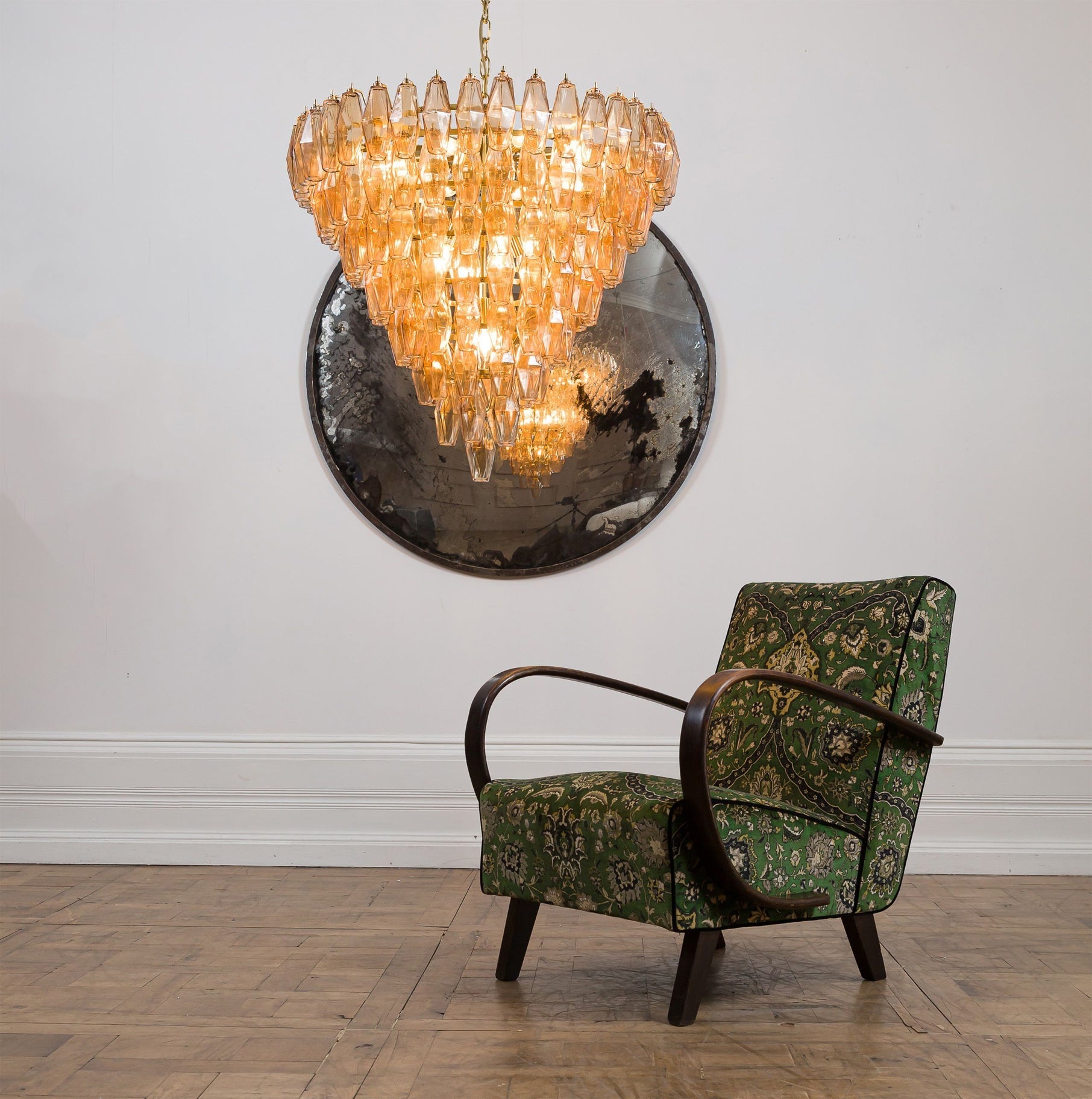 Aurora Chandelier Pink Faceted Glass Layered Vintage - Blowlighting