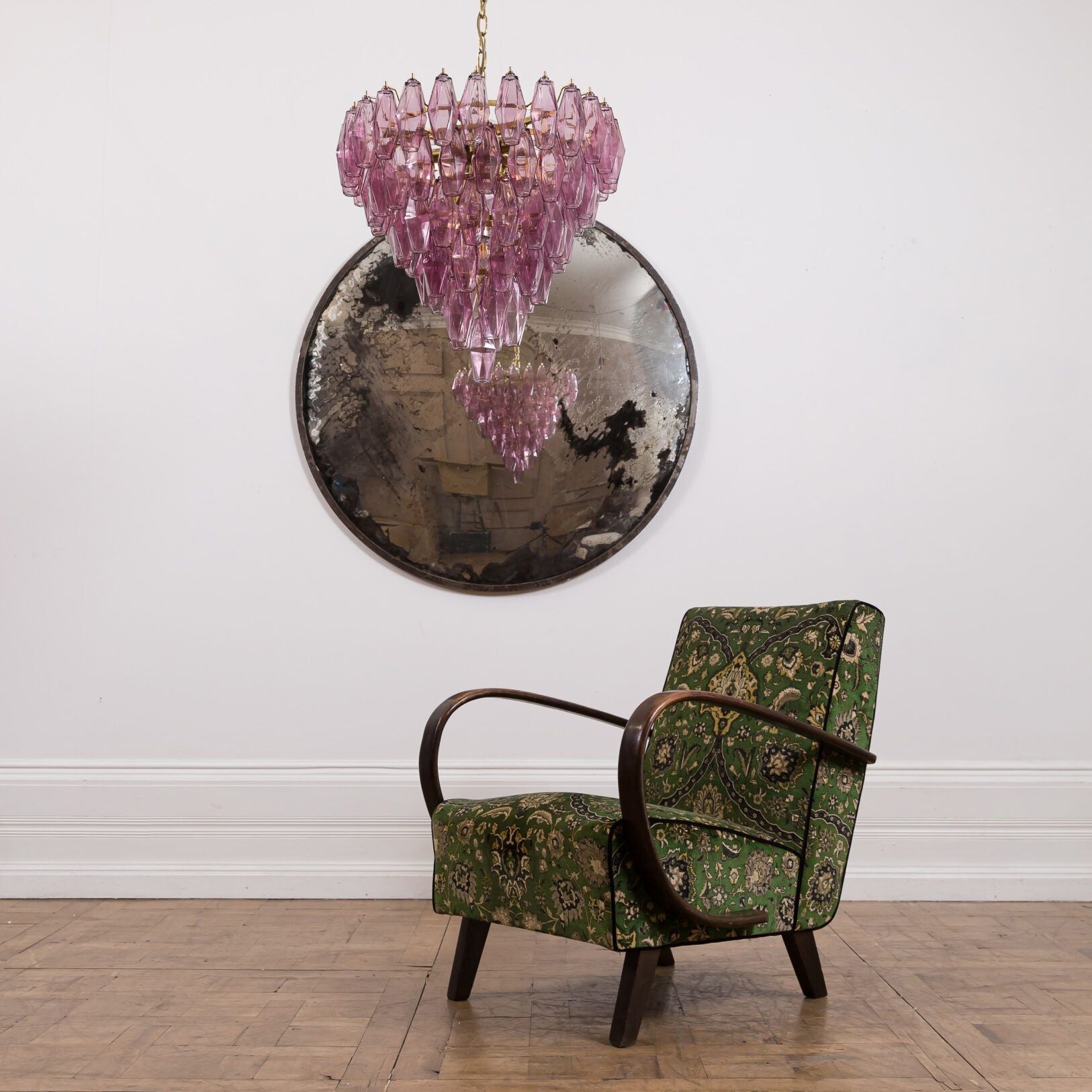 Aurora Chandelier Pink Faceted Glass Layered Vintage - Blowlighting