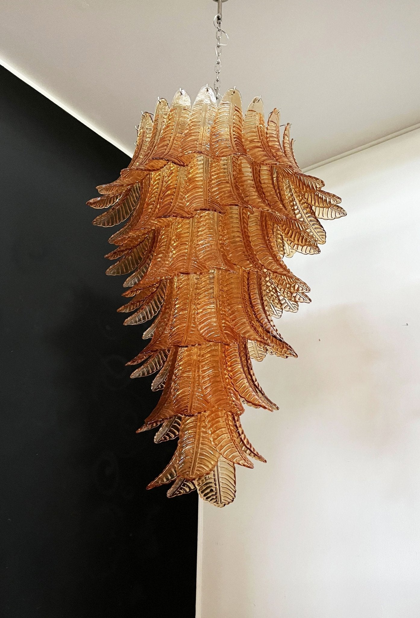 Aurora Chandelier Amber Glass Leaf Layered Statement Artistic - Blowlighting