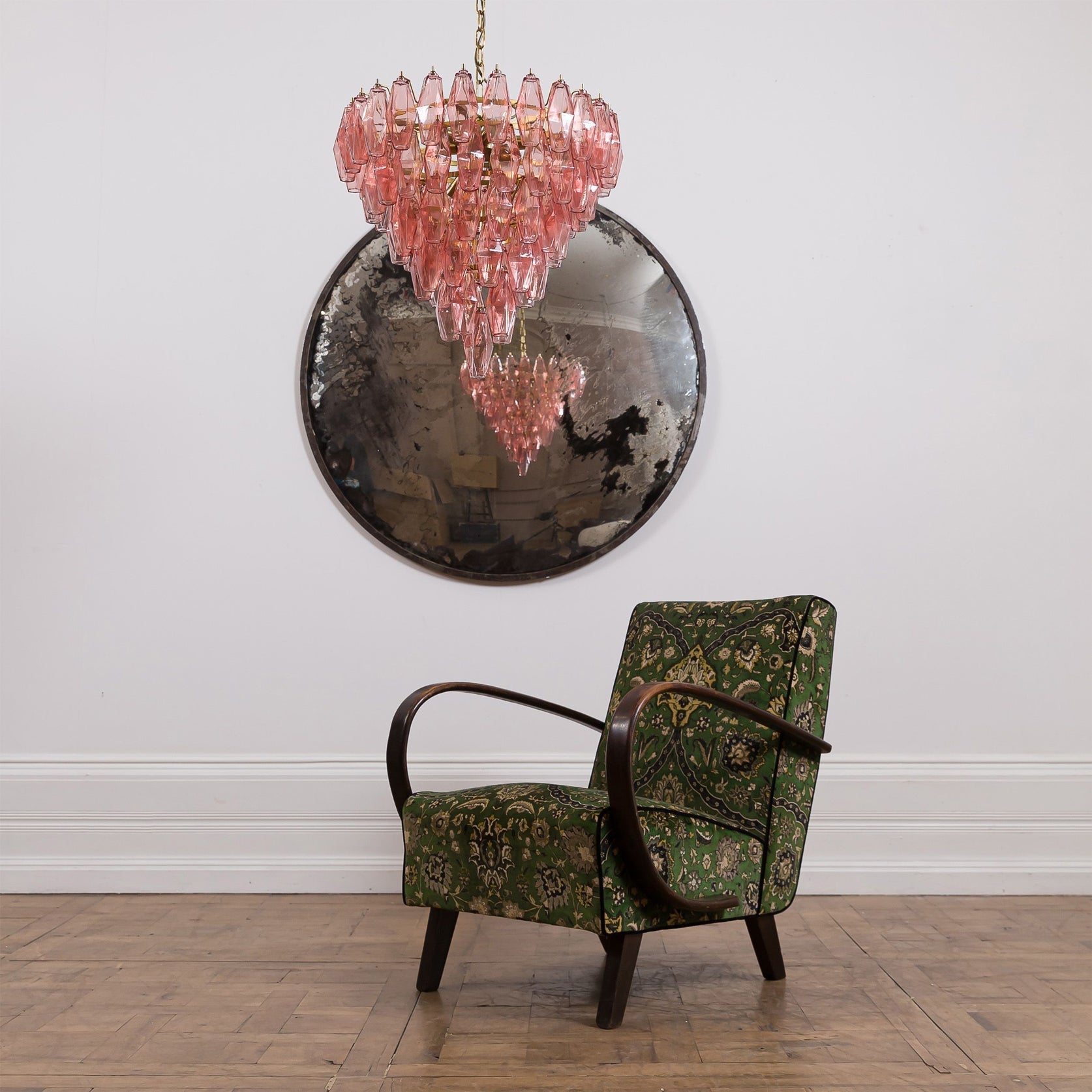 Aurora Chandelier Pink Faceted Glass Layered Vintage - Blowlighting