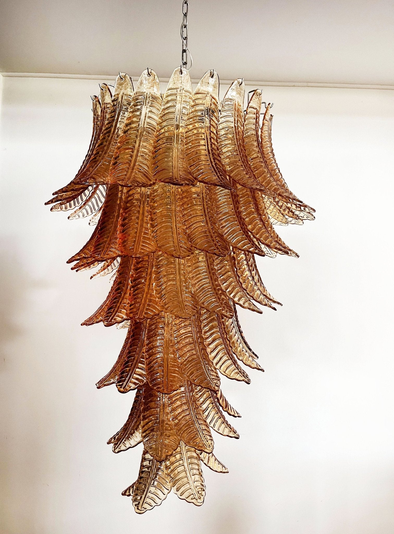 Aurora Chandelier Amber Glass Leaf Layered Statement Artistic - Blowlighting