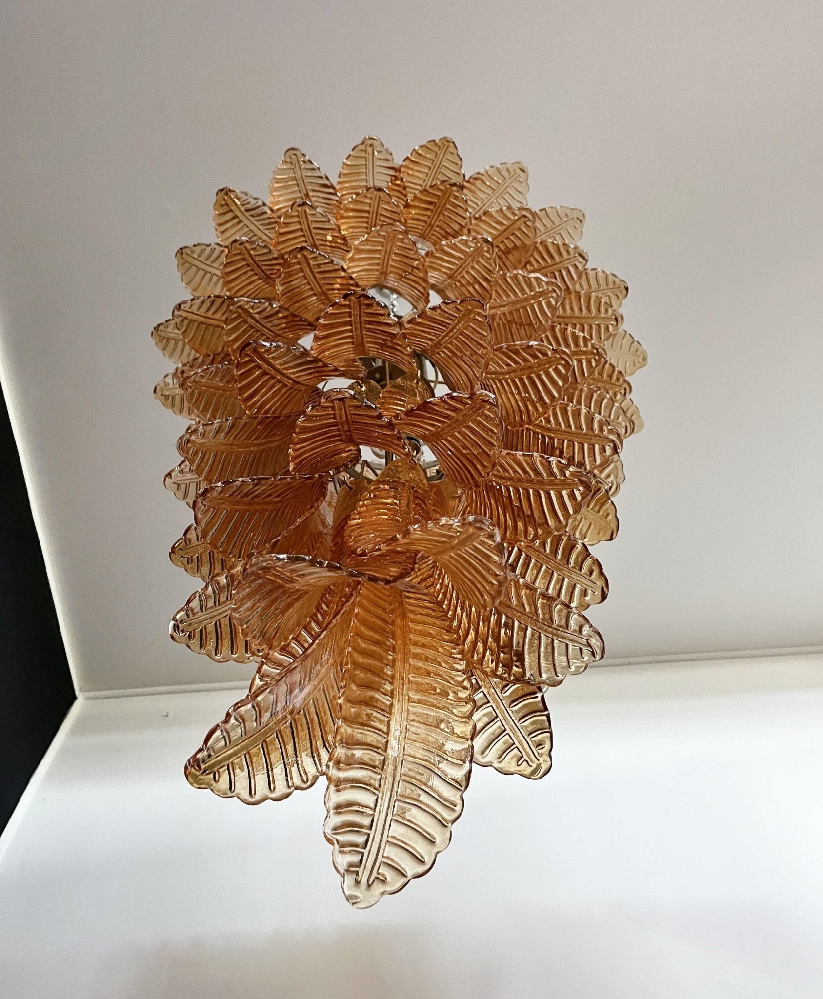 Aurora Chandelier Amber Glass Leaf Layered Statement Artistic - Blowlighting