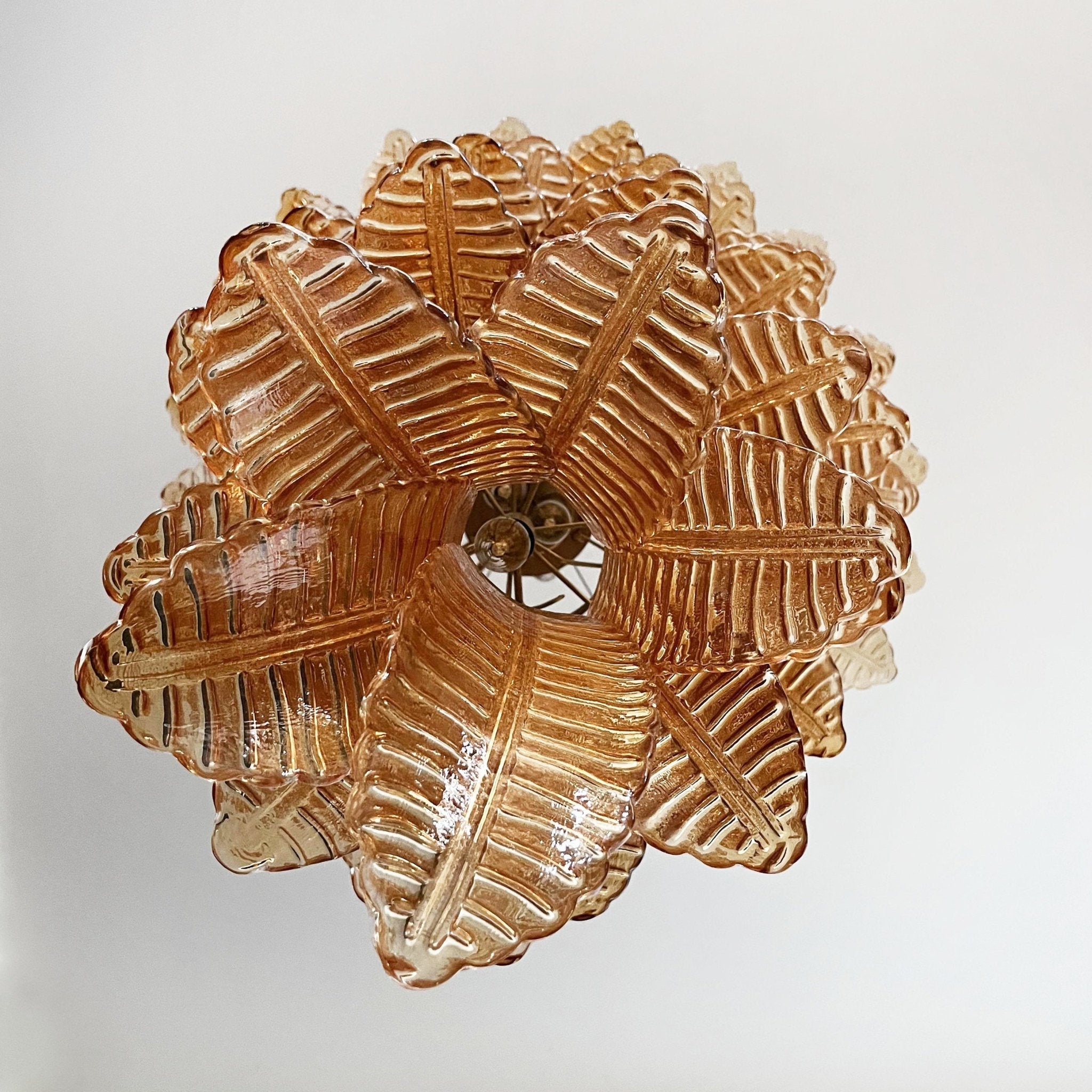 Aurora Chandelier Amber Glass Leaf Layered Statement Artistic - Blowlighting