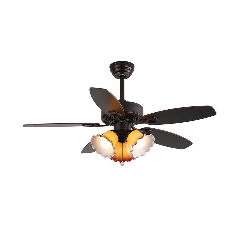Solara Classic Wood Glass Ceiling Fan Light - Blowlighting