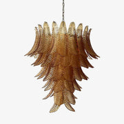Aurora Chandelier Amber Murano Glass Leaves Layered - Blowlighting