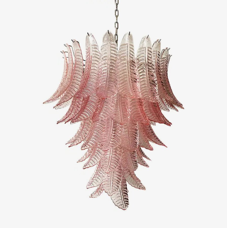 Aurora Chandelier Pink Murano Glass Leaves Cascading Romantic - Blowlighting