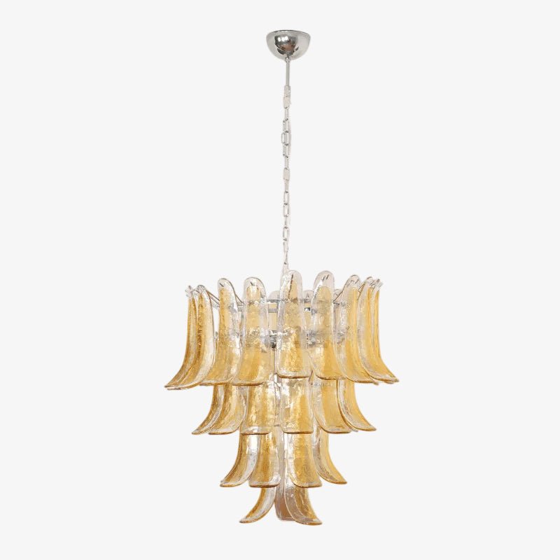 Aurora Chandelier Amber Lily Murano Glass Layered Centerpiece - Blowlighting