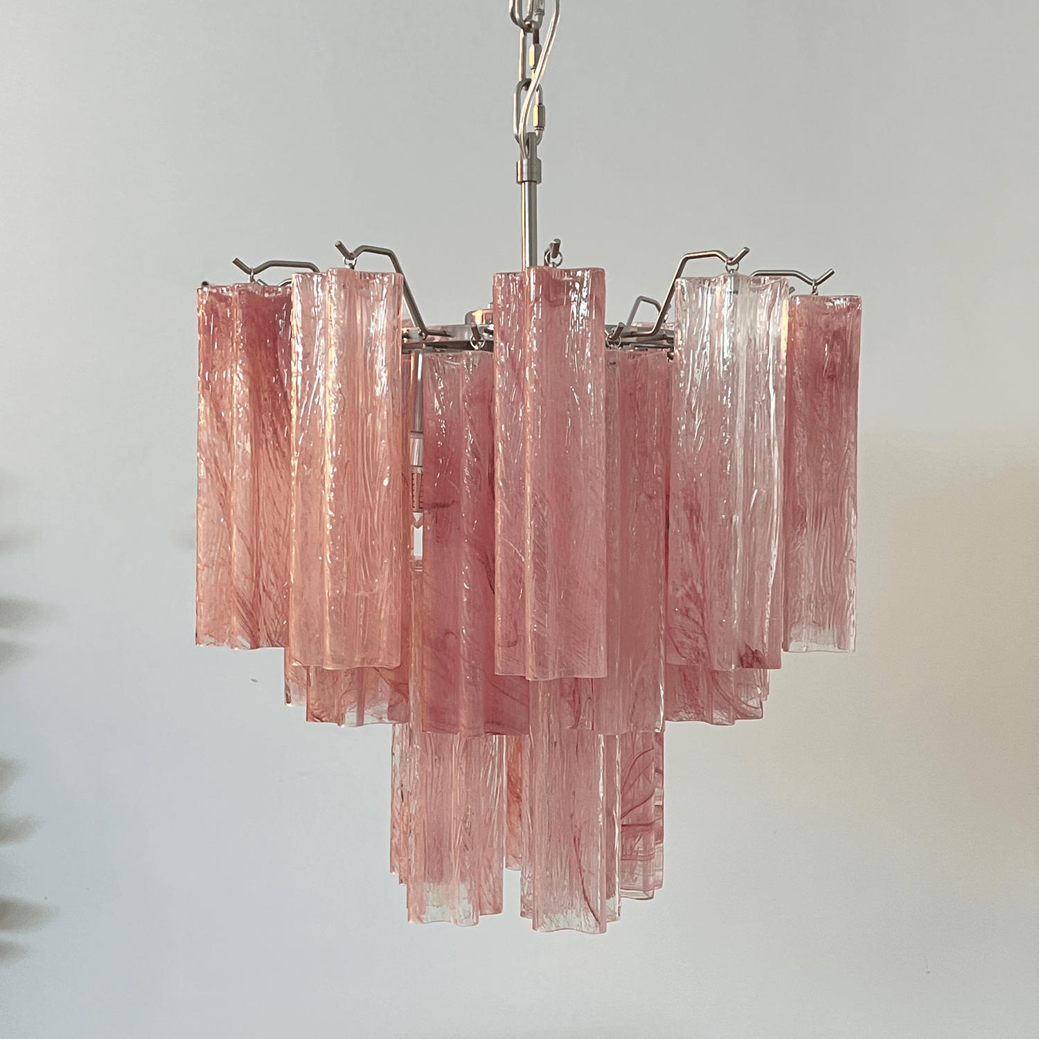 Aurora Chandelier Pink Glass Tubes Layered Modern - Blowlighting