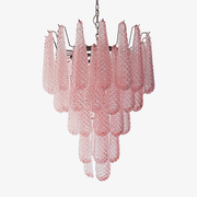 Aurora Chandelier Pink Droplet Murano Glass Diamond Pattern Waterfall - Blowlighting