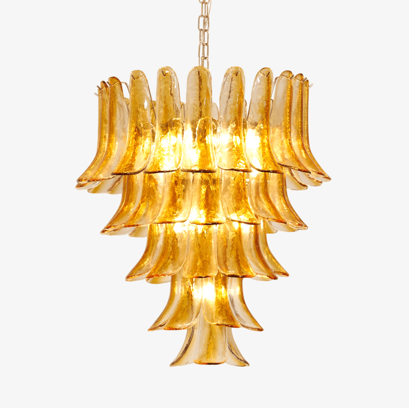 Aurora Chandelier Amber Lily Murano Glass Layered Centerpiece - Blowlighting