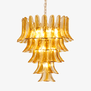 Aurora Chandelier Amber Lily Murano Glass Layered Centerpiece - Blowlighting
