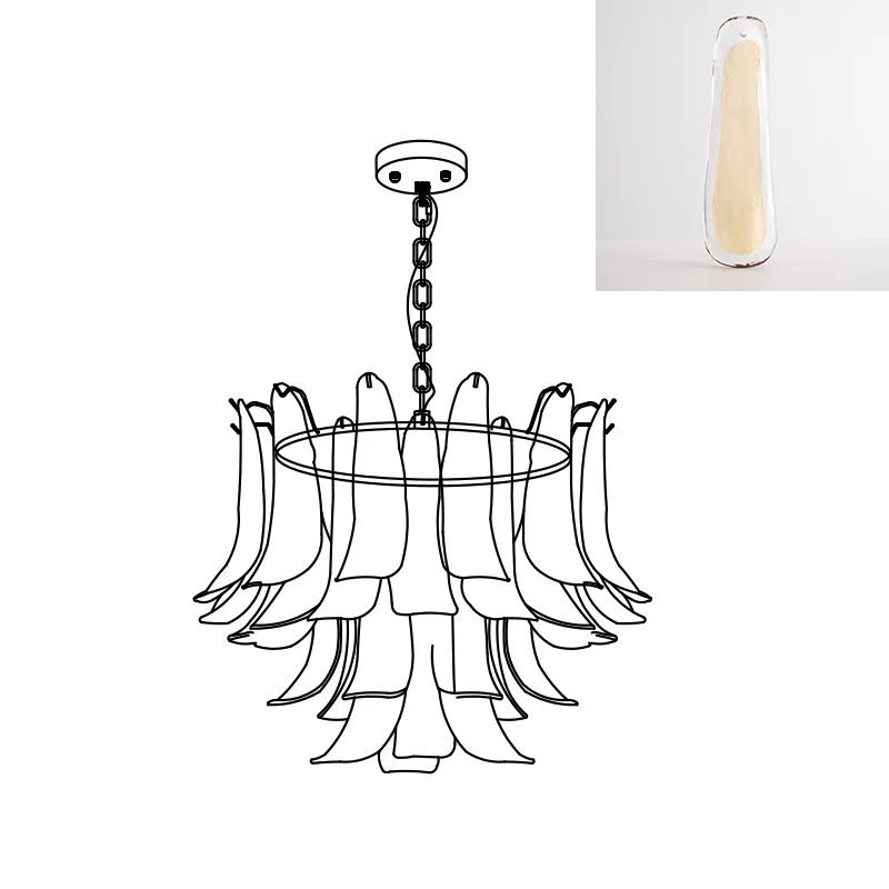 Aurora Chandelier Murano Glass Leaf Golden - Blowlighting