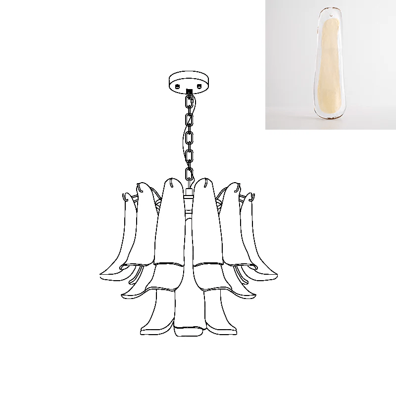 Aurora Chandelier Murano Glass Leaf Golden - Blowlighting