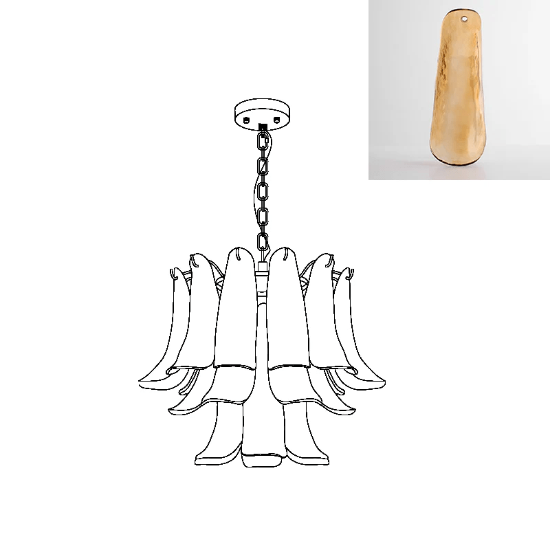 Aurora Chandelier Murano Glass Leaf Golden - Blowlighting