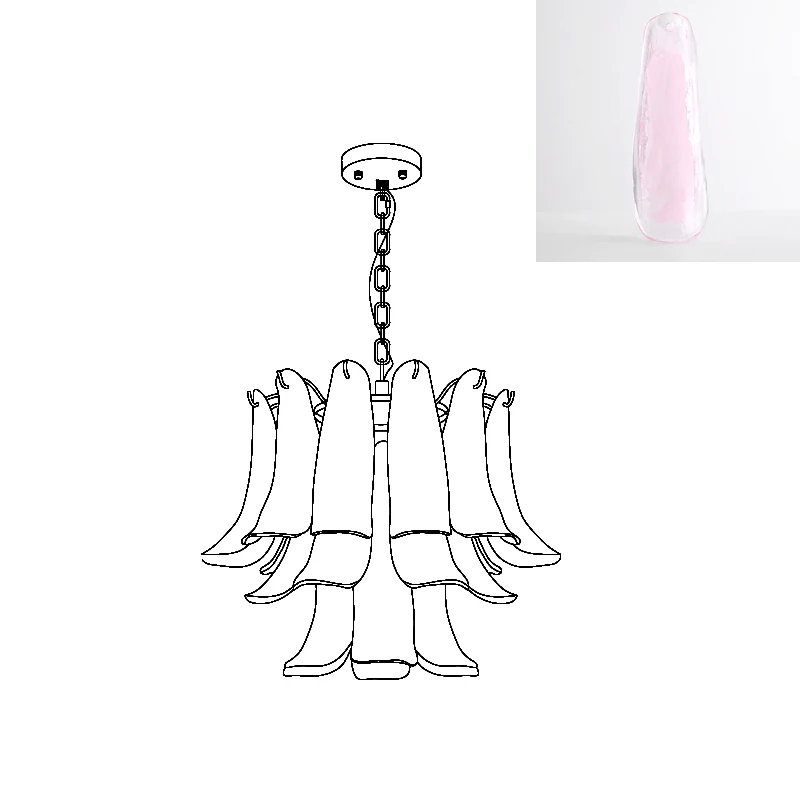 Aurora Chandelier Murano Glass Leaf Golden - Blowlighting