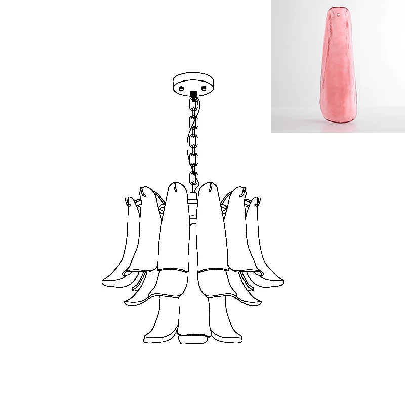 Aurora Chandelier Murano Glass Leaf Golden - Blowlighting