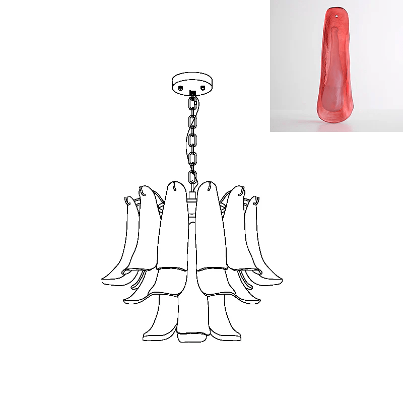 Aurora Chandelier Murano Glass Leaf Golden - Blowlighting