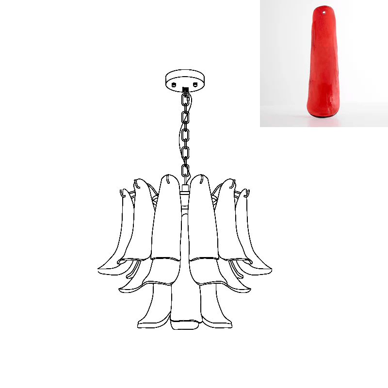 Aurora Chandelier Murano Glass Leaf Golden - Blowlighting