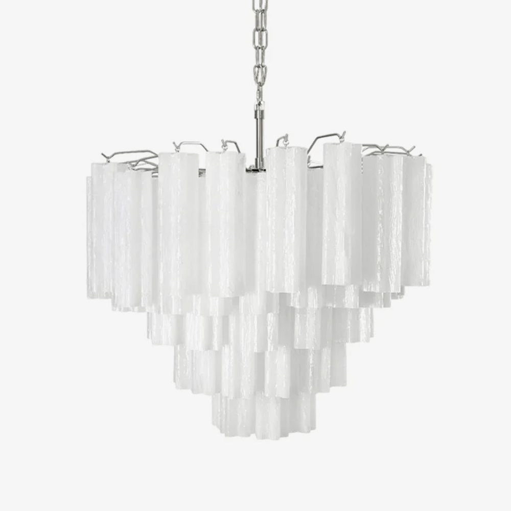 Aurora Chandelier Frosted Murano Glass Tiered Cascade - Blowlighting